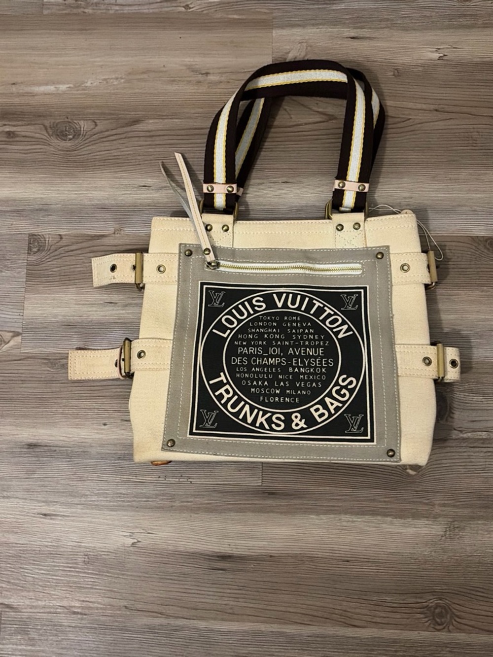 Louis Vuitton Cream and Black Trunks & Bags Messenger Tote